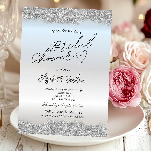 Invitation Paillettes Argentées Mariage  (Créateur téléchargé)