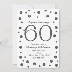Invitation Paillettes Argentées Points 60ème 60 Anniversaire