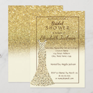 Invitation Paillettes Bokeh Or Élégant, Robe de Défilé de Mar