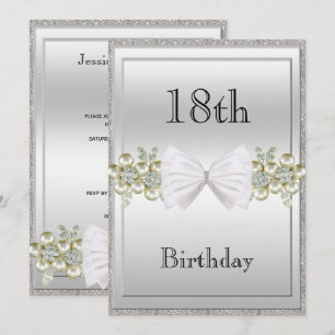 Invitation Paillettes d'argent et pierres précieuses florales