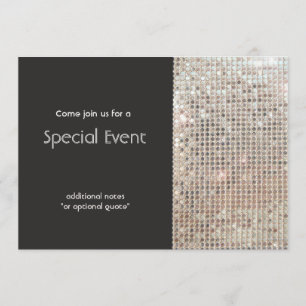 Invitation Paillettes d'Argent Étincelantes Fête Amusante