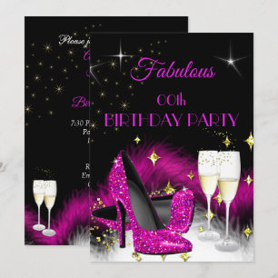 Invitation Paillettes de Fête Fabuleuses Rose Champagne Chaud