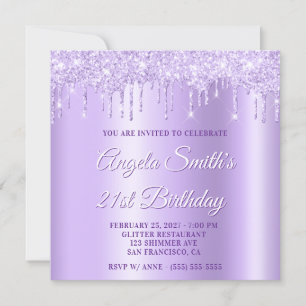 Invitation Paillettes de lavande qui coulent avec ombre porté