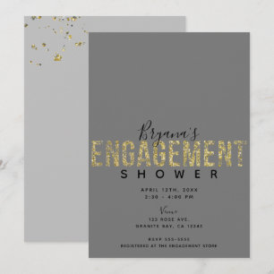 Invitation Paillettes de mariage de fiançailles minimal gris 