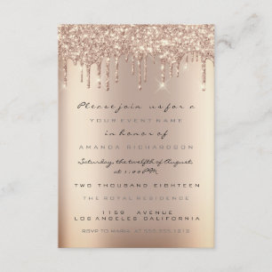 Invitation Paillettes de rose en or Mariage douce 16ème