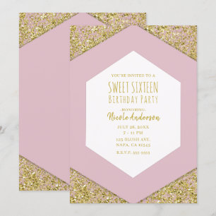 Invitation Paillettes de scintillement or rose blush Fête Gla