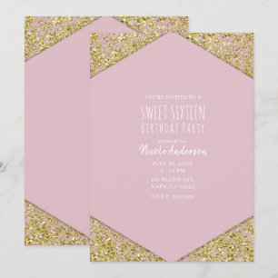 Invitation Paillettes de strass rose doré pour une fête glamo