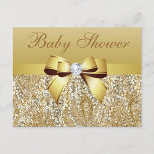 Invitation Paillettes d'or, arc et baby shower de diamant