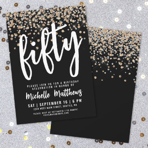 Invitation Paillettes d'Or Noir 50e Anniversaire