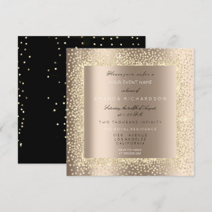 Invitation Paillettes d'or sépia de Champagne Ivoire Confetti