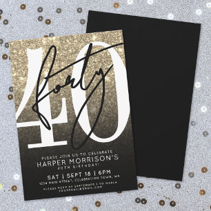 Invitation Paillettes Dorées 40e Anniversaire