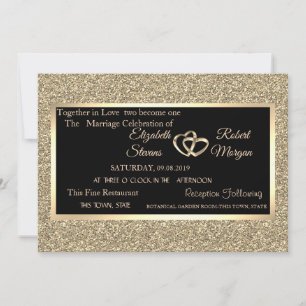 Invitation Paillettes dorées élégantes, cadre de mariage
