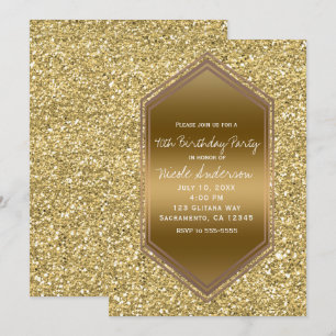 Invitation Paillettes dorées fête glamour d'anniversaire tout