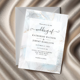 Invitation Paillettes dorées   Mariage à l'encre alcoolique