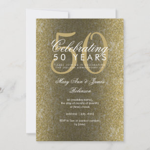 Invitation Paillettes dorées pour 50e anniversaire de mariage