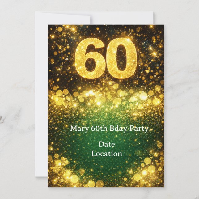 Invitation Paillettes dorées pour 60e anniversaire  (Devant)