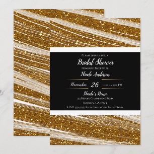 Invitation Paillettes dorées scintillantes et éclat blanc Mod