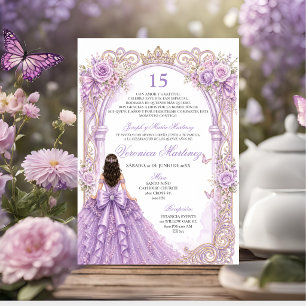 Invitation Paillettes Espagnoles Fleur Princesse Violet 15 An