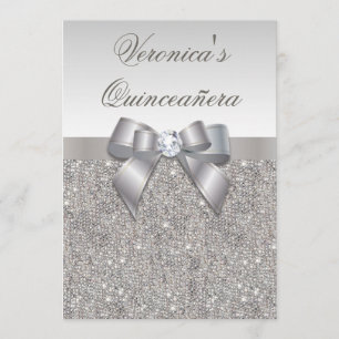 Invitation Paillettes et arc fascinants d'argent de Faux de