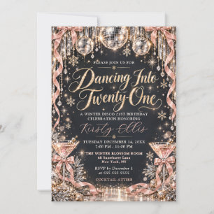 Invitation Paillettes et disco 21e anniversaire