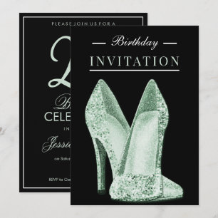 Invitation Paillettes et Féerie Vert 25e Anniversaire