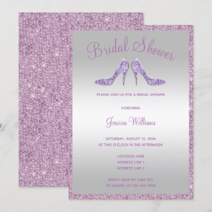 Invitation Paillettes et Fête de la mariée lilas étincelantes