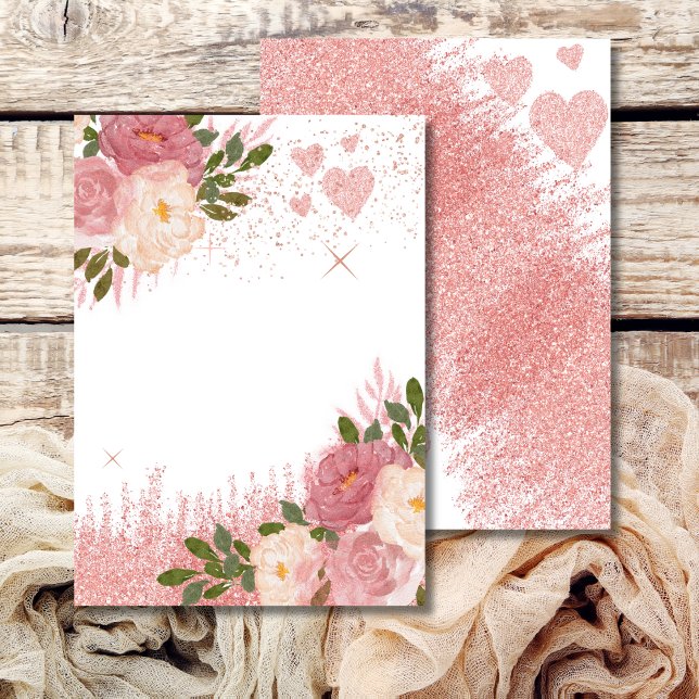 Invitation Paillettes et Rose Doré Paillette Rose Vide (Créateur téléchargé)