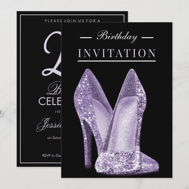 Invitation Paillettes & Féerie Lilas 25e Anniversaire (Devant / Derrière)
