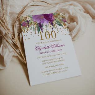 Invitation Paillettes Florales Étincelantes Anniversaire Amét