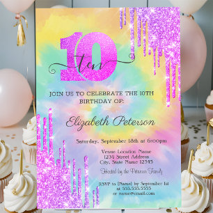Invitation Paillettes fraîches Dégoulinades Tie Dye 10ème Ann