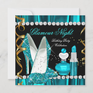 Invitation Paillettes Luxe Nuit Bleu Sarcelle Or Noir Fête 3