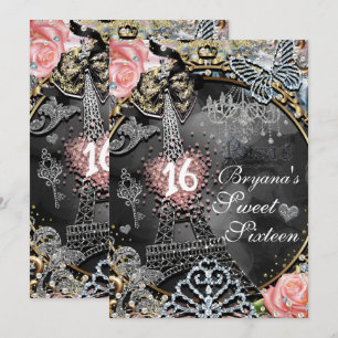 Invitation Paillettes Luxe Pailleté Fête d'anniversaire Franc