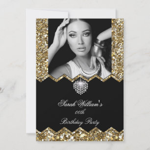 Invitation Paillettes Or Diamant Coeur Photo Anniversaire Que