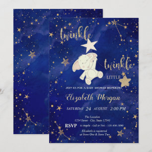 Invitation Paillettes Ours Étincelle Petite Étoile Baby Showe