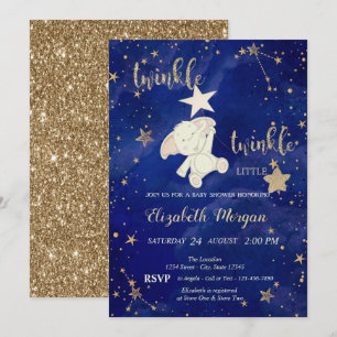 Invitation Paillettes Ours Étincelle Petite Étoile Or Bébé Na
