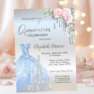 Invitation Paillettes qui dégoulinent, Robe, Roses de la Tour