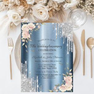 Invitation Paillettes qui dégoulinent,Roses, Noces de mariage