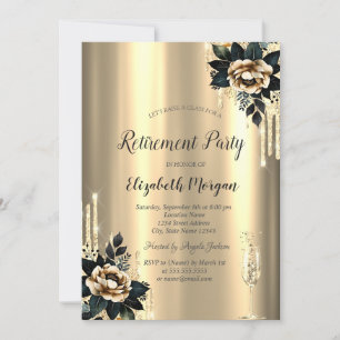 Invitation Paillettes qui dégoulinent,Roses noires Or Retrait