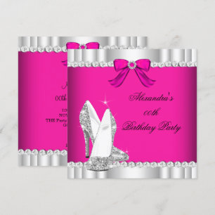Invitation Paillettes Rose Argent Glamour Talons Hauts Soirée