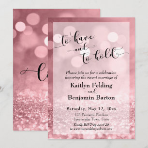 Invitation Paillettes Rose Gold Bokeh Rose À Avoir et À Tenir