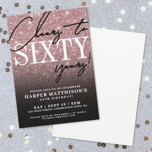 Invitation Paillettes Rose Gold pour 60e Anniversaire