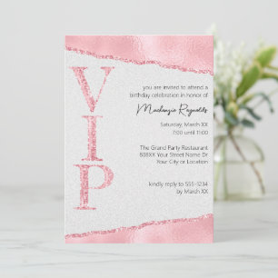 Invitation Paillettes roses sur satin Fête VIP glamour