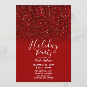 Invitation Paillettes Rouges Élégance Pailletée Fête de Fins