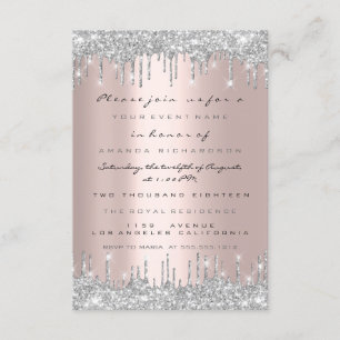 Invitation Paillettes scintillantes gouttes gris argent marié