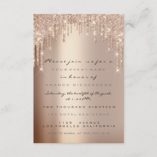 Invitation Paillettes scintillantes gouttes rose luxe mariage