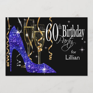 Invitation Paillettes Stiletto Champagne 60e Anniversaire Ble