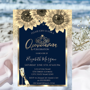 Invitation Paillettes,Tournesols, Couronne de Quinceanera Mét