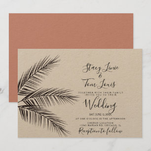 Invitation Paillis de palmiers tropicaux main dessinée terre