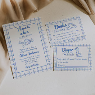 Invitation Pain Bleu Tiré À La Main Dans Le Baby shower Cupid