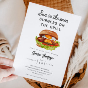 Invitation Pain dans le four Baby shower Burger